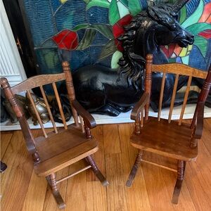 1990's solid Wooden Rocking Chairs Set for dolls